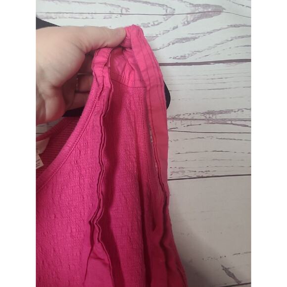 Terra & Sky Hot Pink Knit Tank Guaze Top with Tie Shoulder Womans Plus Size 4X - Picture 5 of 7